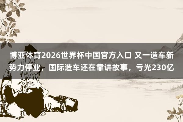 博亚体育2026世界杯中国官方入口 又一造车新势力停业,国际造车还在靠讲故事,亏光230亿