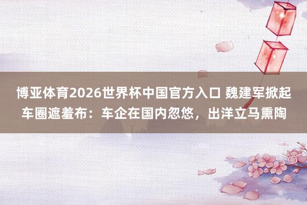 博亚体育2026世界杯中国官方入口 魏建军掀起车圈遮羞布:车企在国内忽悠,出洋立马熏陶