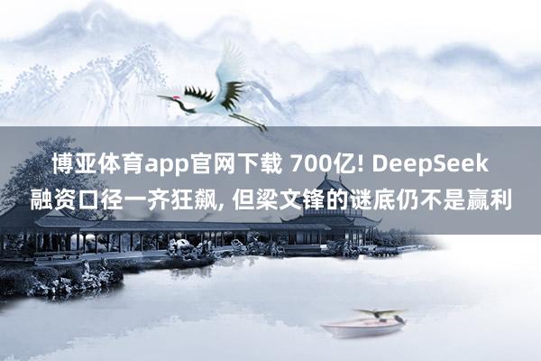 博亚体育app官网下载 700亿! DeepSeek融资口径一齐狂飙, 但梁文锋的谜底仍不是赢利