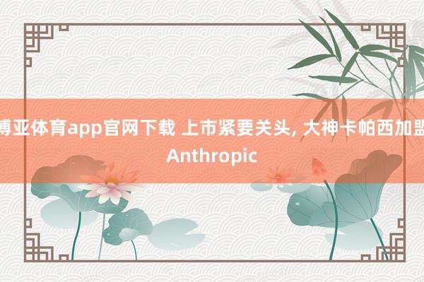 博亚体育app官网下载 上市紧要关头, 大神卡帕西加盟Anthropic