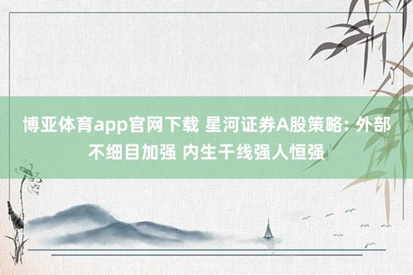 博亚体育app官网下载 星河证券A股策略: 外部不细目加强 内生干线强人恒强