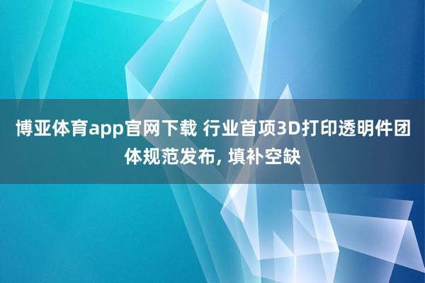 博亚体育app官网下载 行业首项3D打印透明件团体规范发布, 填补空缺