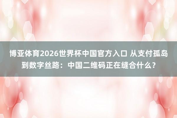 博亚体育2026世界杯中国官方入口 从支付孤岛到数字丝路:中国二维码正在缝合什么?