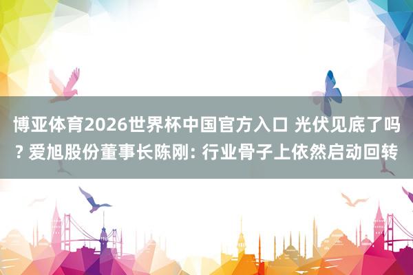 博亚体育2026世界杯中国官方入口 光伏见底了吗? 爱旭股份董事长陈刚: 行业骨子上依然启动回转