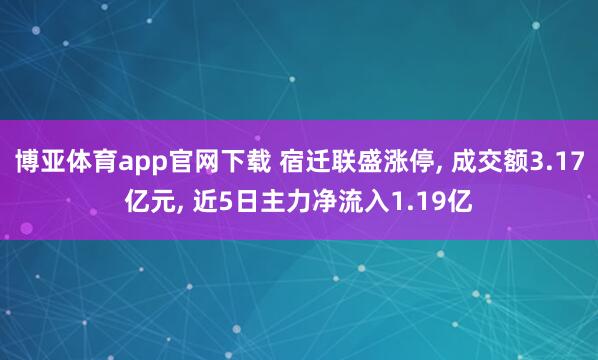 博亚体育app官网下载 宿迁联盛涨停, 成交额3.17亿元, 近5日主力净流入1.19亿