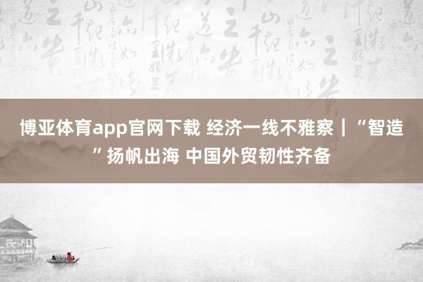 博亚体育app官网下载 经济一线不雅察|“智造”扬帆出海 中国外贸韧性齐备
