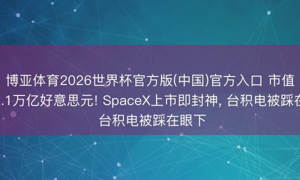 博亚体育2026世界杯官方版(中国)官方入口 市值狂飙2.1万亿好意思元! SpaceX上市即封神, 台积电被踩在眼下